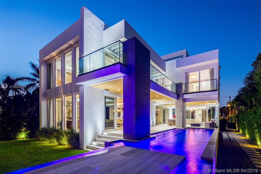Located in the gated neighborhood of Normandy Isle, this contemporary architectural masterpiece offers 6,000 sf of meticulously crafted living space along with beautifully appointed finishes & unmatched attention to detail. 672 S Shore offers the quintessential Miami lifestyle & was designed to seamlessly blur the lines of indoor outdoor living. Inside you will find custom details including hand crafted millwork & cabinetry, designer lighting, tray ceilings, full smart home automation including security cameras / lighting / electronic shades & drapes / surround sound / thermostats, fire pit, Dornbracht fixtures throughout, custom finished closets, sand blasted marble floors & a pivoting front door. This Home is Already Sold for $4,750,000. Recorded Sales Price is $4,200,000