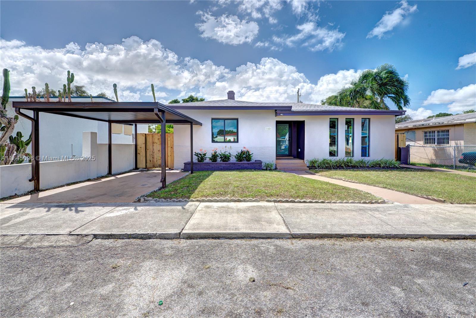 Renovated single-family home for sale in a quiet, residential neighborhood. This spacious gem has 3 decently sized bedrooms in the main house plus a detached studio with its own bathroom and kitchenette — perfect for guests, in-laws, or a little extra rental income. The open kitchen flows right into the living room, making it great for hanging out and entertaining. This home features modern finishes throughout, providing a fresh and stylish environment. Carport for added convenience and protection. Just minutes from Miami’s Design District, Wynwood, and major highways — Near the best shopping, dining, art, and nightlife the city has to offer.