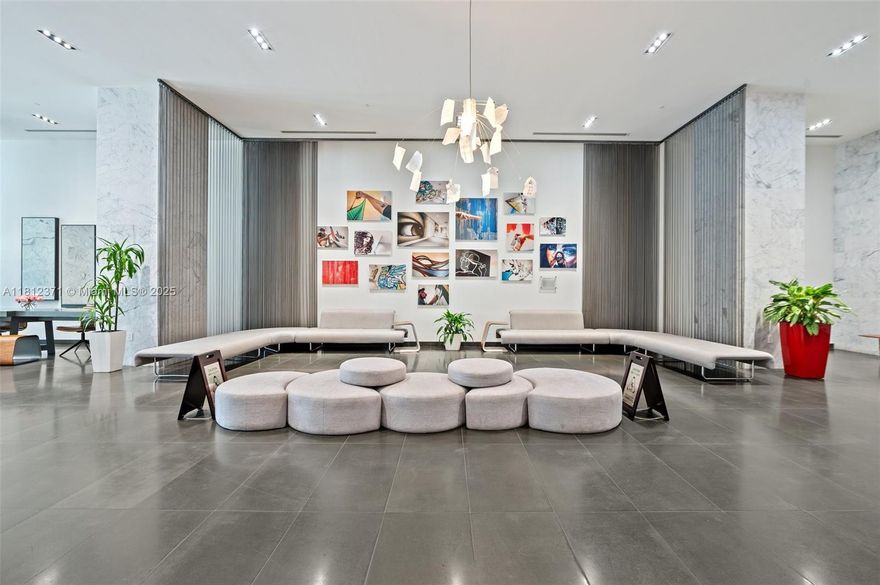 Featuring floor-to-ceiling windows with blinds, this unit offers a highly efficient split floor plan and an open kitchen with high-end stainless steel appliances, sleek European-style cabinetry, and quartz countertops. Unique to this unit is an additional storage space located on the same floor. Excellent location with quick access to Miami's top destinations, beaches, entertainment, and airport.