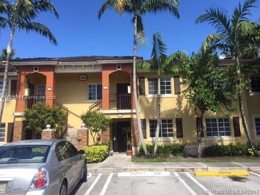 2nd floor condo, 2 bedrooms, 2 baths one parking space in front of the unit. Tile in bedrooms and kitchen & laminate in dining-living room, in excellent conditions, impact windows, breakfast nook, washer & dryer inside unit, Malibu Bay 24 hour security. Gated community with pool, clubhouse, gym and playground. Next to Homestead Baptist Hospital, shopping, schools and turnpike. Tenant Occupied until 03/06/2026 Tenant pays $1900.00