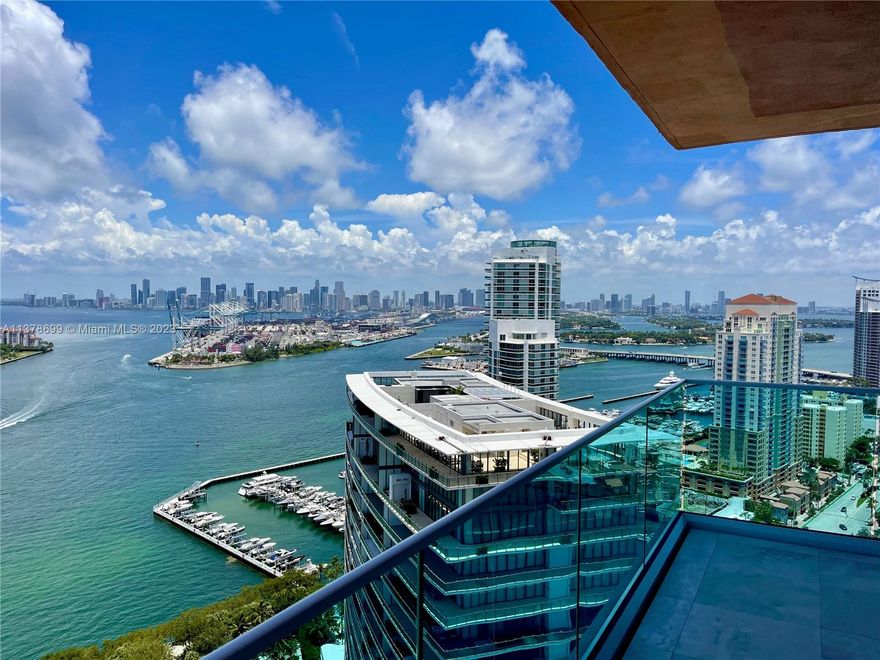 Impressive views from every room of this unit. Floor to ceiling glass frame the Miami Skyline, all of South Beach, the Ocean, Intracoastal and Fisher Island. Gorgeous sunset views plus you'll see all the Cruise ships come and go. Two private oversized terraces to enjoy outdoor living. Portofino Tower is a full service luxury building located in the highly desired South of Fifth neighborhood. Just steps to the beach, South Pointe Park, World class restaurants and entertainment. Must see to appreciate. Call today for a private showing. Professional pics coming soon....