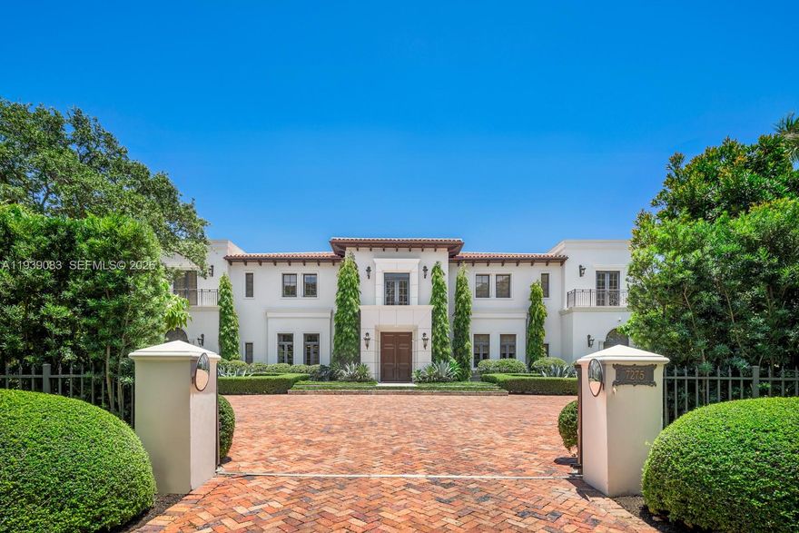 Iconic Old Cutler Road estate in the highly sought after South Coral Gables neighborhood. Blending classic architecture with contemporary design, every detail has been carefully curated to create a one of a kind living experience.This 7BD/7BA/2HB residence sits behind a gated driveway with mature landscaping offering exceptional privacy. A grand 2-story entry opens to formal living and dining rooms, family room, gourmet chef’s kitchen w/built in breakfast room, wine cellar, office, and elevator.The second level features a stunning primary suite with sitting area, spa like dual baths, custom closets, 3 add’l bedrooms and balconies overlooking the manicured grounds.Outdoor oasis with pool, basketball court, summer kitchen, and multiple entertaining areas, perfect for entertaining.Elegant and timeless