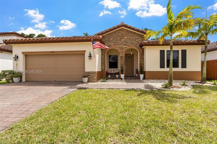 Welcome to this elegant one-story estate in the prestigious gated community of Portovita, known for its serene atmosphere and upscale living. Built in 2020, this beautifully maintained home offers 4 spacious bedrooms, 3 full bathrooms, and 2,178 square feet of thoughtfully designed living space, along with a 2-car garage. Situated on a generous 7,500 sq ft lot, this backyard provides ample room to create your dream swimming pool and private outdoor retreat, perfect for relaxing or entertaining. Residents enjoy exclusive access to resort-style amenities, including a private clubhouse, pool, jacuzzi, fitness center, and children’s playground. Ideally located just minutes from the Florida Turnpike, Baptist Hospital, and the entrance to the Florida Keys, this home offers the perfect balance of tranquility and convenience.