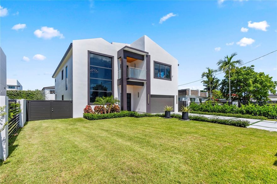Brand-New Modern Luxury Construction within 5 miles of Coral Gables! This stunning 5,200SF residence showcases contemporary design with soaring ceilings, oversized windows, and a bright open-concept layout. The home features 4 spacious en-suite bedrooms, an additional full guest bath, and a versatile upstairs loft for office, lounge, or playroom use. The European-inspired kitchen is equipped with quartz countertops, premium stainless steel smart appliances, and custom cabinetry, seamlessly flowing into expansive living and dining spaces ideal for entertaining. The property offers privacy and security with a sleek 6-ft concrete and aluminum fence with an automatic gate. 2 car garage. One of the largest new construction homes in miami under $2.5M. Walk to Tropical Park & centrally located!