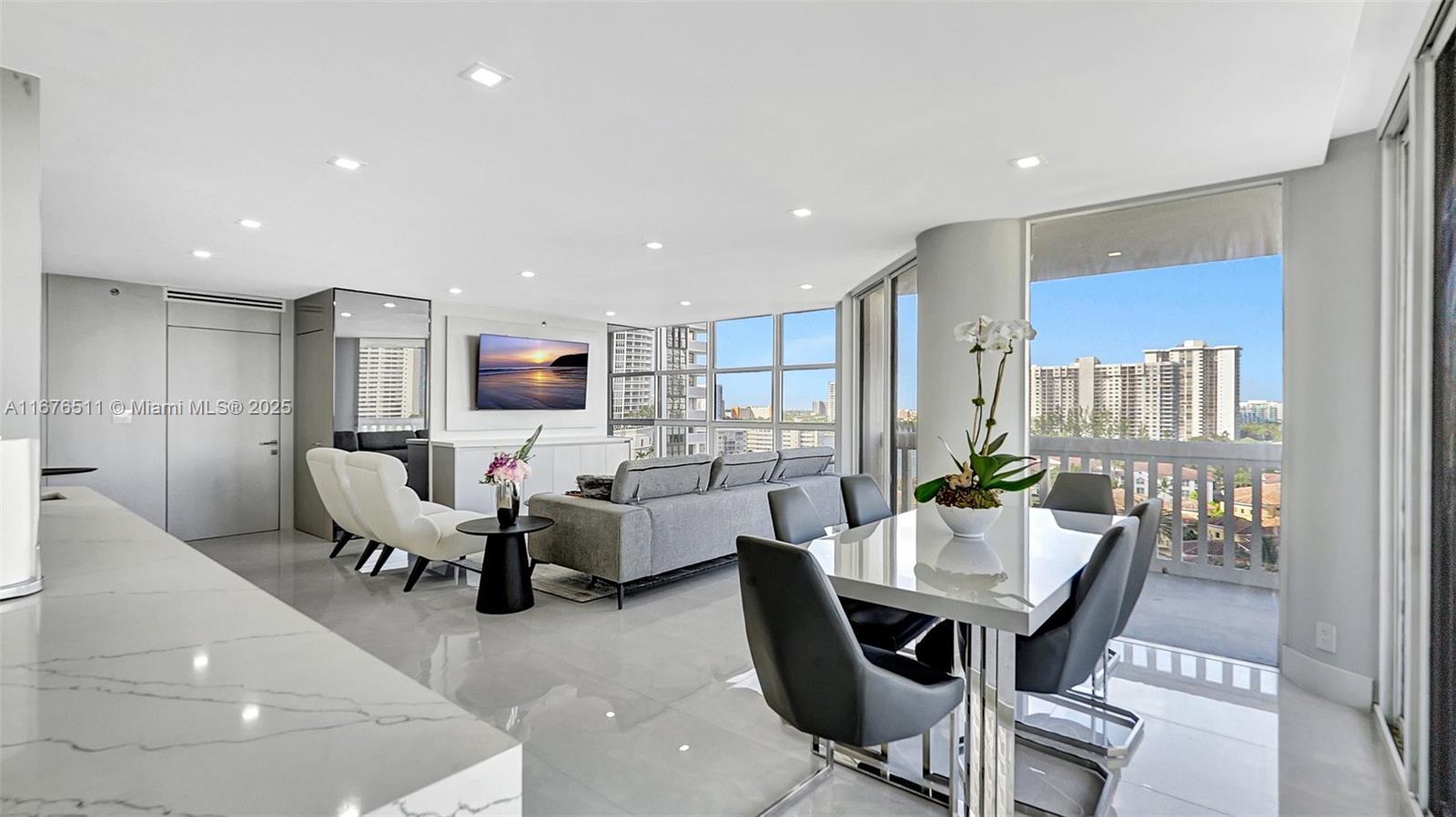 Stunning, newly built 3-bed, 2.5-bath corner unit with wraparound views of the island, marina, Intracoastal, ocean, city, and bay. Featuring a split-bedroom layout, open kitchen with quartz counters, large pantry,& custom cabinetry. Principal suite boasts a spacious walk-in closet. Includes separate laundry with front-load washer/dryer, custom-built closets, and sleek linear diffusers. Live in the premier Williams Island community with full amenities: 15 tennis courts, 4 pickleball courts, 3 dining options, spa with indoor pool and hourly class schedule, year-round events, walking paths, and a 105-slip marina. Move-in ready!