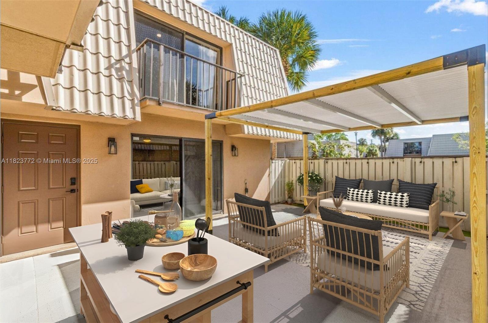 Virtually Staged. Motivated seller offering $10K credit to buyer. Spectacular Fully remodeled 2BD/2.5BA townhome with custom kitchen, quartz countertops, and stainless-steel appliances. Upstairs, primary suite includes a custom walk-in closet, remodeled bathroom, and private balcony. Guest bedroom features custom closet, private bath, and its own balcony. Downstairs boasts a spacious open concept living room with new vinyl flooring and fresh paint throughout, plus a modern guest half bath and a convenient laundry room. Large fenced, covered patio with a charming pergola—perfect for entertaining and privacy. Includes two assigned parking spots. Resort-style community with low HOA fees and amenities: pools, playgrounds, sports courts, trails, dog parks, and more. Schedule your showing today!