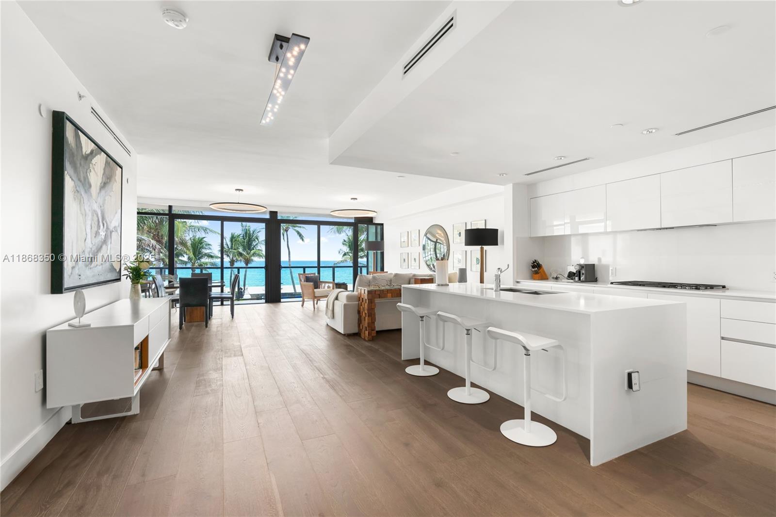 LUXURY OCEANFRONT RESIDENCE IN HOLLYWOOD BEACH
Experience beachfront living at its finest in this stunning oceanfront unit located directly on the sand. This residence includes two parking spaces and a private corner cabana overlooking both the ocean and pool. Featuring 3 bedrooms and 3 bathrooms + Family room, the home offers breathtaking views of the ocean. With a private elevator and foyer entrance, this residence combines privacy and elegance. Designed with top-of-the-line finishes, electric shades, gas stove, custom window treatments, and state-of-the-art appliances, this unit is sure to impress.