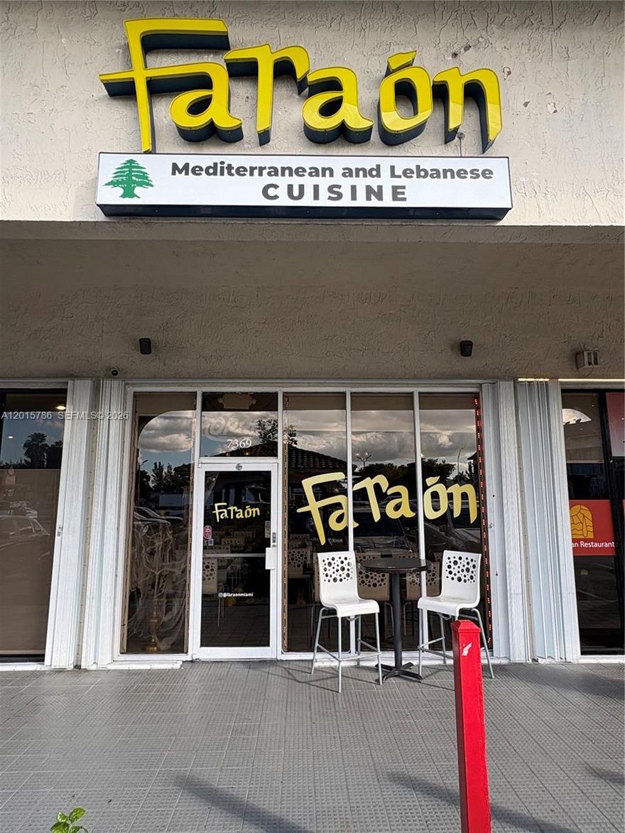 This Restaurant is a turnkey, fully equipped Lebanese/Mediterranean restaurant operating in a high-visibility shopping plaza in Doral (just minutes from Miami International Airport and surrounded by hotels and dense commercial traffic). Established a decade ago and owned by the current operator for the past five years, the business has built a loyal customer base, strong online reviews, and consistent revenue streams of approximately $500,000 annually. The well-appointed space seats 50 guests, includes a licensed kitchen, and is staffed by six experienced employees. Ample adjacent parking adds to the convenience and appeal for diners. Seller is motivated due to health reasons.