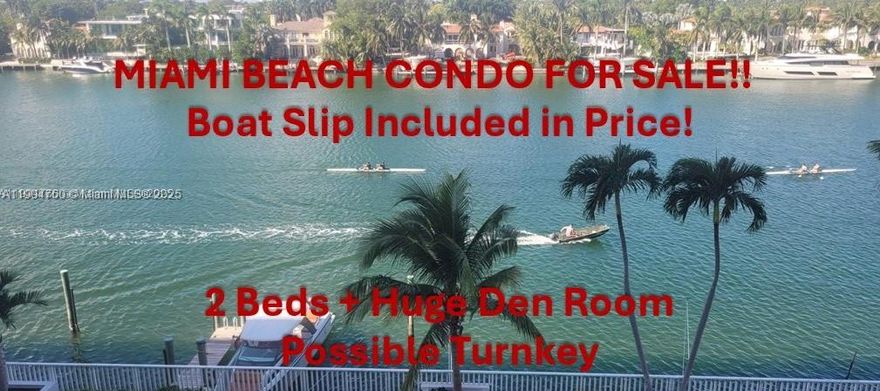 Experience refined Miami living at its finest, complete with a rare and highly sought-after boat slip assignable at closing—offering true waterfront living in one of Miami’s most desirable locations. This residence perfectly blends Intracoastal allure, just alongside the building, with white sand beaches right across the street.

Featuring marble floors, freshly painted interiors, and direct views of Millionaire’s Row, this 2-bedroom, 2½-bath home with a spacious den (currently used as a third room) combines elegance and versatility.

Owned by a European executive, the apartment showcases sophistication and exceptional care. The owner is also willing to sell turnkey.

Call now to schedule your appointment!