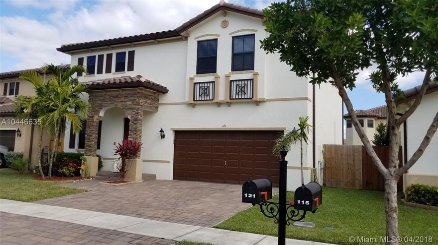 Come see this spacious, immaculate 4/2.5 beauty with 2-car garage in desirable Capri at the Oasis. Newly installed wood floors. Stainless steel appliances. Freshly painted. Bonus room can be used as a play room, family room, or office. Bedrooms are on second floor. Get lost in the spaciousness and aura of the Huge master bedroom and bathroom. Shower is separate from tub. Double walk in closets in master bdrm! Vivint alarm system with cameras and video. Fenced for additional privacy. Quiet neighbourhood with gated entrance with guard 24/7. This community boasts several amenities, including pool and gym, included in HOA fees. Conveniently close to everything- excellent schools, shopping, interstate, FIU, Homestead Motor Speedway, Air Force Base.. etc! Listing agent is related to seller.