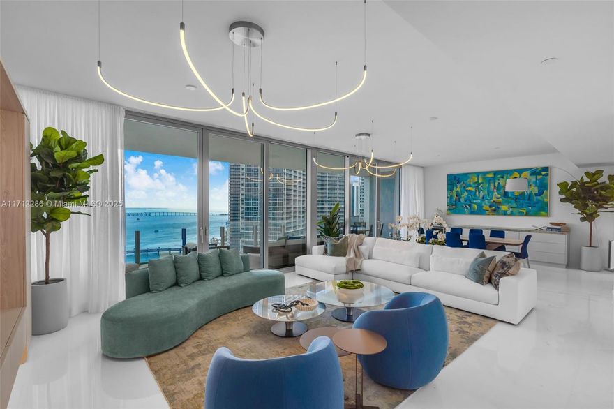 Welcome to Miami newest ultra luxury high rise on the Miami River within walking distance to all the excitement in Downtown or Brickell, restaurants, shops, culture, arena etc . This stunning residence 2602 comes beautifully furnished by award winner designer. An open Great Room facing the water, a remarkable 36-foot-wide entertainment area and the largest covered terrace that is sure to impress. Top of the line everything: Bulthaup kitchen cabinetry, high-end Gaggenau appliances, Duravit toilets,etc Amenities include an infinity pool on level 55 with breathtaking views of the Miami skyline, a Skybar, VIP lounges, a two-story fitness center with a glass staircase, a virtual golf room, movie theaters, boxing room, luxurious spa and salon, sauna, steam rooms, chef’s kitchen, art gallery etc.
