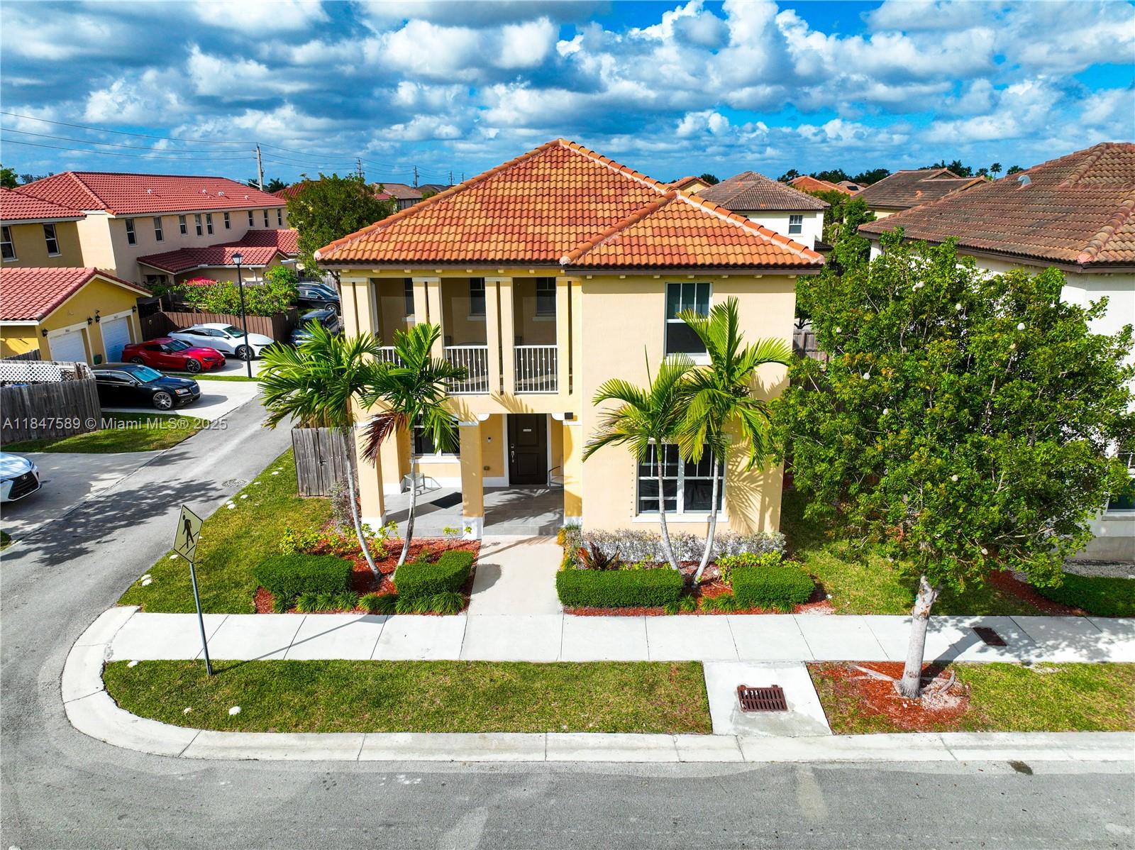 Stunning corner two-story home with 4 bedrooms, 3 bathrooms, and 3,342 sq. ft. of total living space. The open layout seamlessly connects the living, dining, kitchen, and family areas, ideal for entertaining. The kitchen boasts granite countertops and stainless steel appliances. Downstairs offers a bedroom, full bath, and a den perfect for an office or guest room. Upstairs features a spacious loft (easily a 5th bedroom), 3 bedrooms, and a generous primary suite with an ensuite bath, soaking tub, and shower. Extras include a laundry room, 2-car garage, front porch, balcony, and LOW HOA!. Set in a family-friendly community near top charter schools, the Turnpike, Black Point Marina, shopping, dining, and the Keys. Take the 3D tour. May the Force be with you!