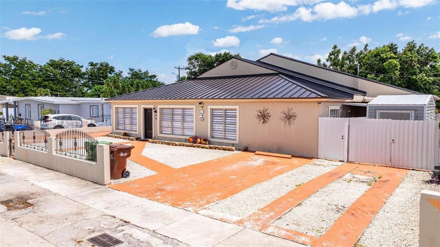 This beautifully renovated single-story home is situated in a peaceful and desirable neighborhood of West Hialeah. It offers easy access to local markets, stores, hospitals, restaurants, and other amenities. This charming house features 6 bedrooms, 4 full bathrooms, and 1 half bath, all completely fenced for privacy. It boasts a spacious lot with ample room to build a pool. Additionally, it includes a lanai fully equipped for entertaining friends and family, a covered BBQ area, and tropical fruit trees. There is also plenty of space to park an RV or boat. The house has tile flooring throughout, and the new kitchen showcases a granite countertop, wood cabinetry, top-of-the-line appliances, and a generous laundry room. An additional room ideal for an office or TV room.