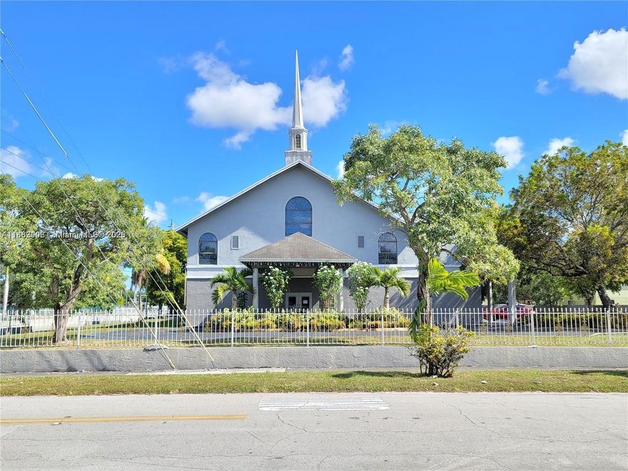 Beautiful Place of Worship centrally located in Miami Gardens with offices, classrooms, balcony seating, and a NEW ROOF. Located 6 minutes away from the Hardrock Stadium. Church is being sold with a remote parking lot that adds an additional 100 spaces located at 18131 NW 23rd AVE
