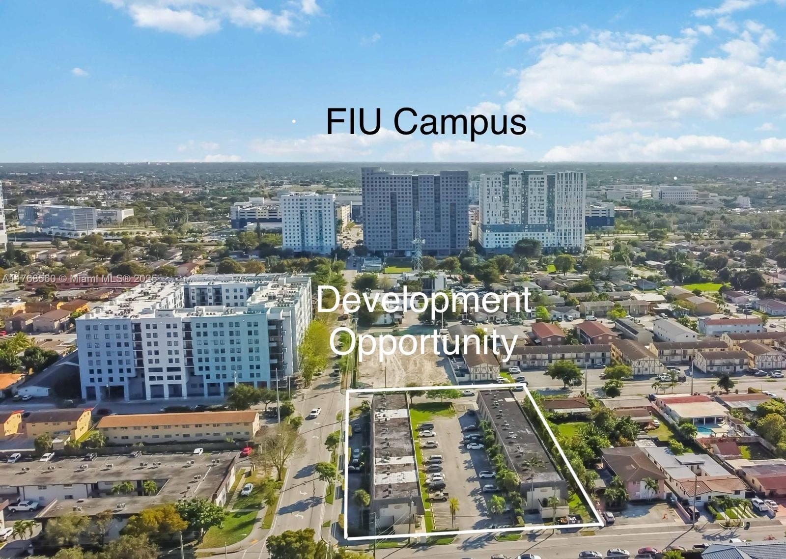Prime Redevelopment Opportunity in Sweetwater’s University City District. This +/- 55,000 sq. ft. lot is perfectly positioned minutes from Florida International University (FIU)—one of the largest universities in the country. With high-density zoning, this site offers the potential for a 15-/+ story development with 200-/+ residential units & mixed-use possibilities. Its unbeatable location ensures a steady demand for housing, making it ideal for student housing, workforce housing, or a mixed-use retail and residential project. Buyers are advised to conduct their due diligence to verify zoning, development potential & property details. This is an excellent opportunity for investors & developers to capitalize on the area’s rapid growth. The units are owned fee-simple. Sold as an assemblage