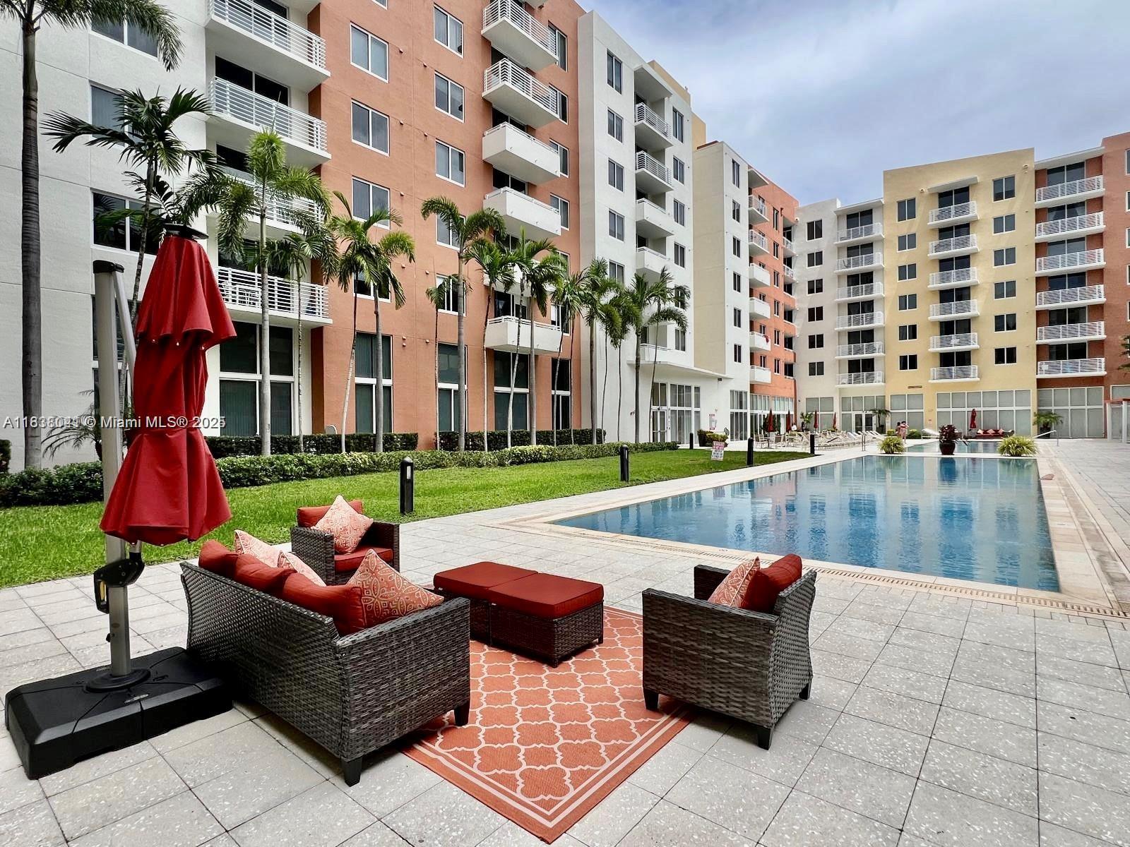 Nicely updated 2-bedroom 2-bathroom condo located in the heart of Aventura at the Venture West. The spacious unit features beautiful tiles and impact windows throughout, kitchen with granite counters and stainless steel appliances, walk-in closet, in-suite washer and dryer. Enjoy your balcony overlooking the pool area. Rent includes water, basic cable and internet. The building offers great amenities: 24-hour security, concierge attended lobby and valet parking, 2 pools with cabanas, gym with sauna and massage room, game room. Great location next to Publix, banks, restaurants, shopping, and pharmacy. Minutes to Aventura mall, hospitals, Brightline train, Gulfstream Park. Short drive to Sunny Isles and the beach. No pets. Associaton approval 2 weeks.