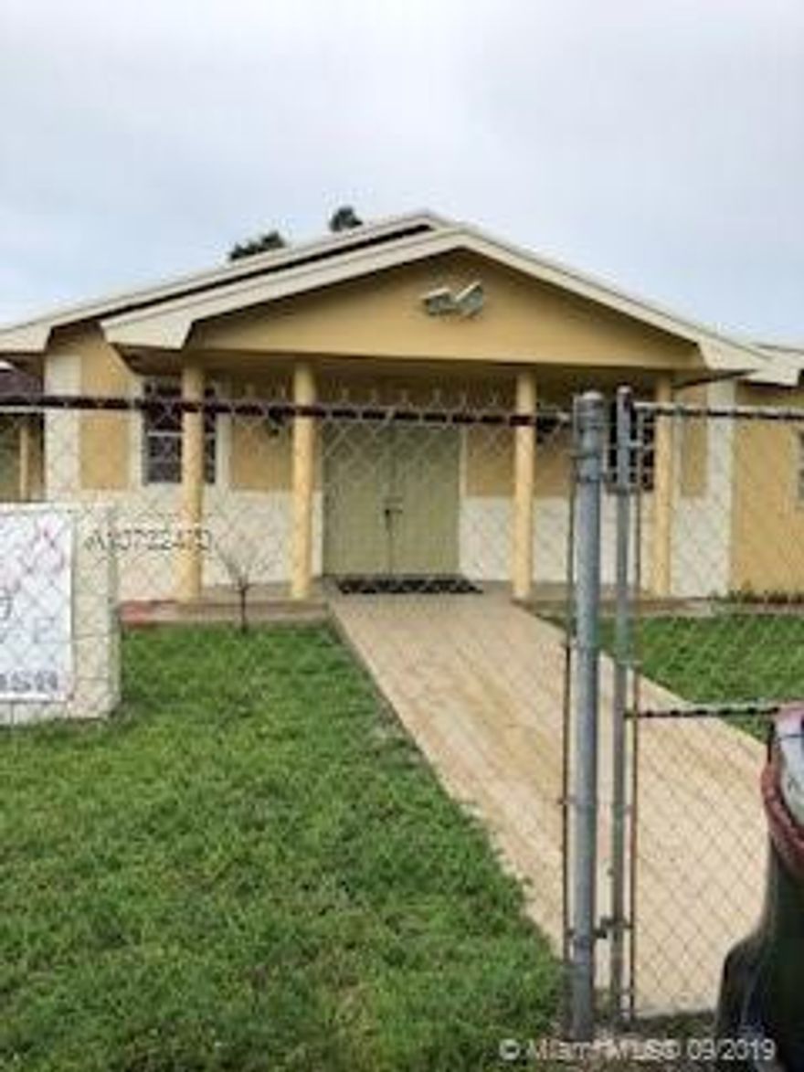 Well maintained community church for sale.  Brand new Central air unit still under warranty.  Currently rented to a small congregation.  No lease.  Tenant can stay or go.  Conveniently located near Palmetto expressway and NW 27 th Ave in Miami Gardens, Florida.  Additional parking available on city grounds on the corner from church.