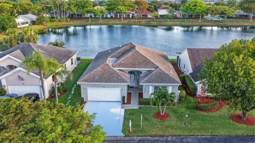 Very easy to show! Sparkling updated lakeside home featuring porcelain tile floors, Euro-style baths, a bright open kitchen, and a large covered screened patio with tranquil lake views. Full accordion shutters throughout. Located in the desirable Keys Gate community, residents enjoy exclusive access to a beautiful clubhouse with a pool, sauna, gym, billiards room, and more. The HOA includes Wi-Fi, DIRECTV, monitored alarm, gated entry with roving manned security, lawn maintenance, exterior house painting, landscaping, and sprinkler system. Conveniently located near hospitals, turnpike access, shops, and restaurants.