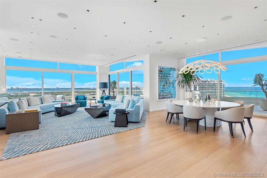 Encompassing nearly 7,000 Sqft of indoor and outdoor living space in Miami’s most prestigious ocean front building, Faena's Penthouse B is an elegantly appointed glass jewel box with postcard views of the ocean and bay, back-lit by the Miami skyline. The expansive terrace with more than 2,700 Sqft is accessible from each room, complete with outdoor spa. Customized in its entirety, this plush residence features white-oak wood floors, a custom kitchen and custom bathrooms, impressive penthouse level ceiling heights, Truax lighting and a fully automated AMX Smart-Home system. Designed by Foster + Partners, Faena House residents enjoy the privacy of a boutique building with the Five-Star services and amenities of the adjacent Faena Hotel.