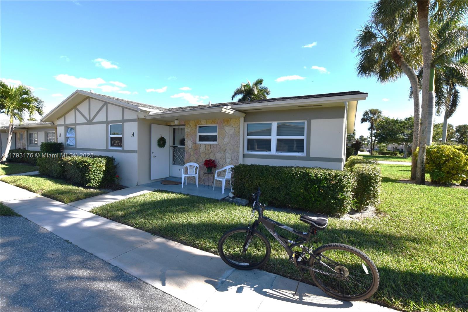 Impeccable 2/2 Corner unit directly across from Clubhouse and Pool. Beautiful porcelain tiles laid out on the diagonal with a beautiful trim around the edges. NEW Impact Windows and 3-year-old AC System. Recently installed a 10x10 paver patio and landscaping in the back. Bathrooms recently updated, glass shower enclosures. Must be 55 or over, association requires min 700 credit score! Available July 1, 2025. Includes water, Basic Cable and Fiber Optic internet. Loaded with amenities and Activities. Please note, unit is not furnished, photos with furniture are of the unit over the past couple years.