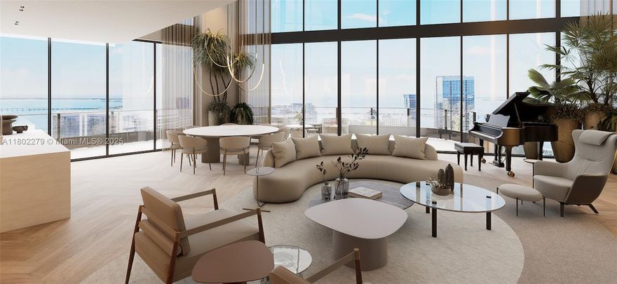 One-of-a-kind penthouse at the Flatiron, located in the Brickell Financial district.  The renderings showcase the pinnacle of ultra-luxury living; this designer-ready tri-level unit offers an unparalleled opportunity to build out your bespoke dream residence. Private elevator access to all 3 levels, 7,800sf +/- living area, and over 2,700sf terraces. Sprawling open living areas offer triple-height ceilings & floor-to-ceiling glass, boasting expansive wrap-around terraces spanning the width of the unit. Nothing says Miami and our perfect weather like an outdoor shower in your sexy ultra-private rooftop pool with entertainment area offering endless views of the mesmerizing Miami’s skyline and sunrises & sunsets.