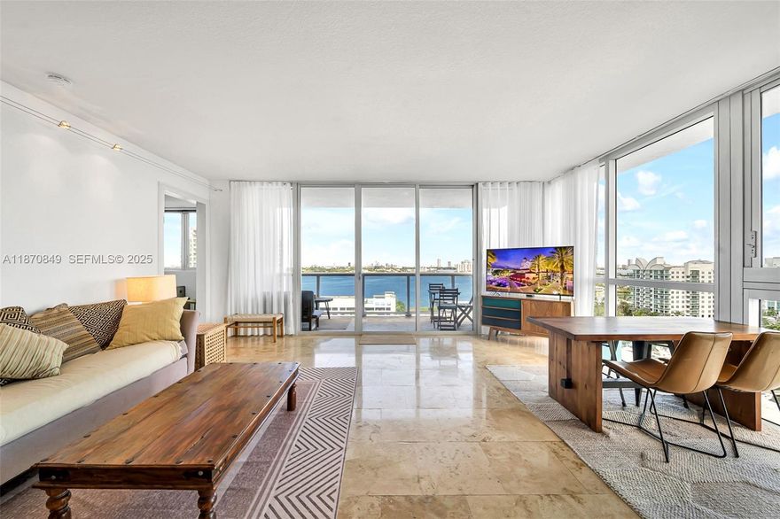 Rare 3-Bedroom Corner unit with sweeping water views. This high-floor 3BR/2.5BA offers 1,712 SF of refined living space, with floor-to-ceiling windows and a large balcony showcasing bay and downtown vistas. Recent upgrades include a designer kitchen, modern baths, and a French bistro–style den.
The primary suite features a large walk-in closet and spa-like bath, while the two spacious guest bedrooms also enjoy the views. The versatile den is perfect for an office or playroom. Blue Bay Tower amenities include a rooftop pool, gym, sauna, and BBQ. Two assigned garage spaces. 
North Bay Village—nestled between Miami Beach and Miami—is a hidden-gem island and an emerging enclave with numerous new luxury developments underway.