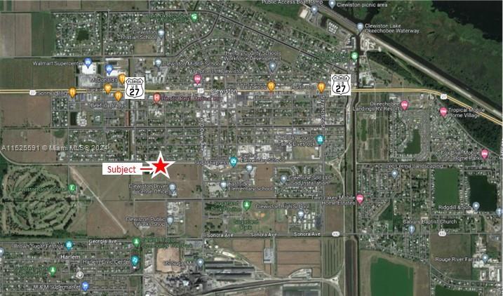 Shovel ready +/-2.76 AC site in Clewiston Commerce Park, a rapidly developing. $250,000 Per Acre
-Site is zoned for light industrial and acceptable for many uses.
-Filled to Grade
-Utilities to Edge of Site
-Lot #1 is Featuring Excellent Visability.
-City of Clewiston and Hendry County are pro-business.
-County and city agencies are helpful and swift to approve plans and permits.
-11 Minutes drive time to the Airglades International Cargo Airport, the FAA designated reliever airport.
-Build your new facility here in less time and with less red tape! County needs jobs and as a result there are many State, County, and City incentives available.
Local Bank Financing Available.
