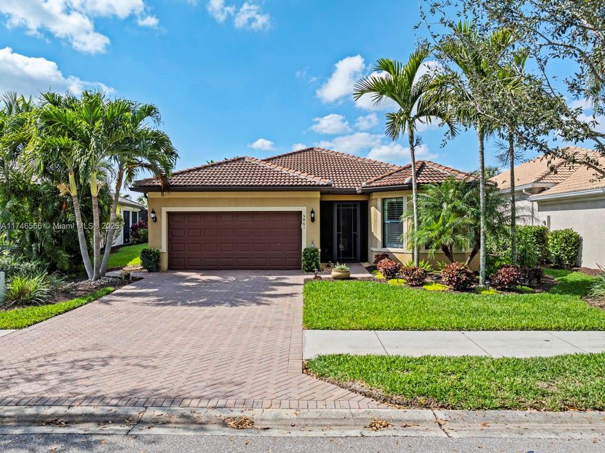 This Abbeyville model, located in the charming Bellera community of Del Webb, boasts 2 beds + den, 2 baths, and a spacious open floor plan with 1,699 SF. Built in 2016, this home sits on a cul-de-sac lot with an expansive backyard offering 80' of waterfront. The gourmet kitchen features high-end stainless steel appliances, including a Bosch refrigerator and upgraded double oven, along with a central island and an exterior exhaust fan. Additional upgrades include LED lighting, crown molding, pendant lighting, custom tinted windows, diagonal floor tile, and adaptive garage lighting. Enjoy resort-style amenities at the Oasis Club Resort: golf, pool/spa, pickleball, tennis, fitness center, and clubhouse. This home combines comfort, luxury, and an active lifestyle in a tranquil setting!