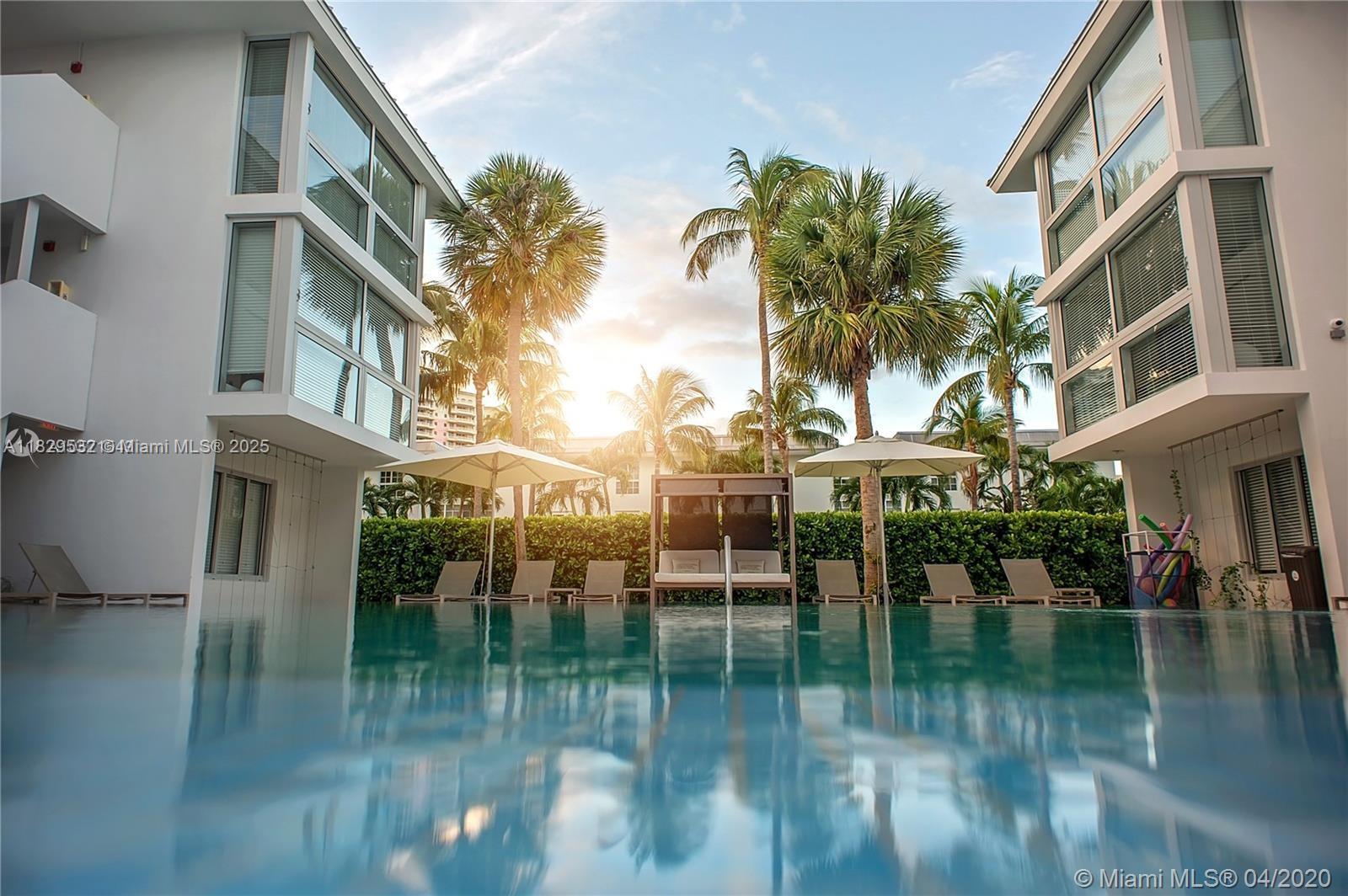 Short term rental! Exclusive unit in Beach Haus Key Biscayne offers a serene island lifestyle a block away from the beach. Three story building with open corridors, wrapping an infinity pool, accommodates 31 one- or two-bedrooms units. Fully furnished, ready to move with equipped kitchens, full-size refrigerator, stove-top, oven and cookware.Rent includes utilities, telephone (domestic calls), parking, cable TV and Wifi. Beach access included through Key Biscayne Beach Club. Washer/Dryer available on first floor, cleaning services can be arranged for a fee. Smoke free property/Pets are not allowed. Monthly rates are as follows: Aug-$5,900, Sep- $5,500, Oct- $5,800, Nov- $6,900, Dec- $11,200. Prices & availability subject to change.