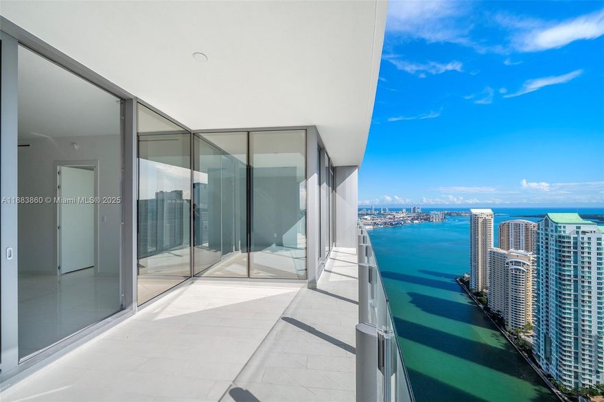 Impressive views from the 46th floor directly into the ocean from both bedrooms & living room. This convenient floorplan can be turned into a 3 bedrooms or 2 + office / tv room. Aston Martin Residences offers top quality finishes throughtout the unit, top of the line appliances in the kitchen (gaggenau) and marble floors/walls in the bathrooms. Spacious ocean-front terrace, both bedrooms have balconies & walk-in closets, master bedroom includes top of the line bath tub next to the shower as well as double sinks. World-class amenities in the Sky Club wich includes, doble-floor gym with unparalelled views, oceanfront spa, infinity-pool at 55th floor, golf simulator, 2 private movie theaters, business center & more.