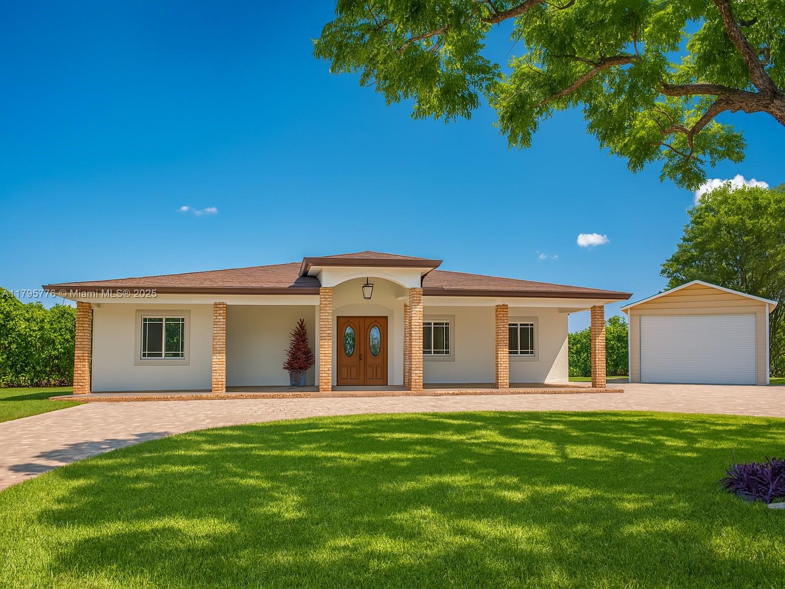 A private oasis in the heart of Miami: This beautifully maintained residence, built in 2008, sits on an oversized 12,240 sqft lot that feels like your own private retreat—surrounded by lush greenery and nature that wraps the home in peace and privacy. With 2,512 sq ft under A/C and over 1,000 sqft of covered terraces, the layout invites effortless indoor-outdoor living. Whether it's morning yoga on the porch or sunset dinners in the backyard, every space encourages connection with nature. Inside, the home combines timeless finishes with upgrades, including energy-efficient impact windows, PVC plumbing, and a layout that balances open spaces. A gated entrance with brick pillars and tropical landscaping sets a welcoming tone, while a detached two-car garage adds both functionality and charm.