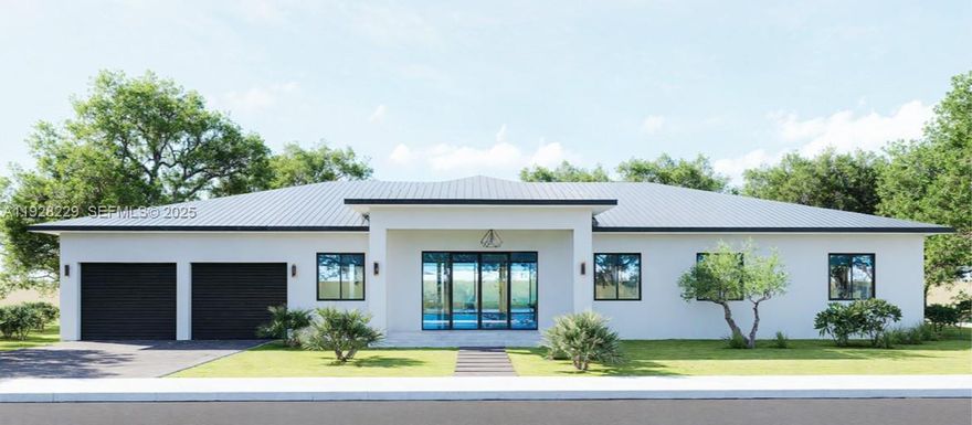 Experience warm contemporary elegance with this ready-to-build opportunity on an oversized 11,536 sqft corner lot. The property will be delivered with fully approved plans, allowing construction to begin immediately. This thoughtfully designed one-story residence features 4 bedrooms & 4 bathrooms with 4,505 sqft of total construction, offering generous living areas & a modern layout. The open-concept design emphasizes comfort & style, with seamless flow between interior living spaces & the outdoors. The plans include a swimming pool (separate permit) & covered terrace, creating an ideal setting for everyday living & entertaining. Just minutes from Coral Gables & South Miami, this is a rare opportunity to build a sophisticated retreat without the delays associated with the approval process.