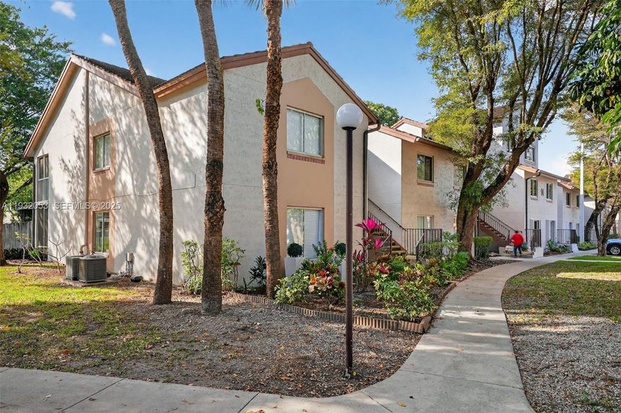 Experience resort-style living in the heart of Kendall. Large 1/1 on 2nd floor featuring high ceilings, open and bright floor plan with great room offering plenty of space, balcony and bedroom with large walk in closet. Kitchen with plenty of cabinet and counter space. Washer and dryer conveniently located inside the unit. Condo fee includes water and sewer, garbage collection. (see floor plan in pictures). Desirable gated community set on a mature, landscaped 25-acres. Enjoy the serenity of lush trees and greenery along a concrete walking trail that winds throughout the community. The property offers new LED lighting in all parking areas, two electronic entrance gates with 24hr security, and an array of amenities, including two sparkling pools, tennis and volleyball courts, gym, dog park, and clubhouse available for private events. This location provides unparalleled convenience, with schools, shopping centers, and a wide variety of restaurants all within a short drive. This property combines lifestyle, safety, and convenience in one of Kendall’s most desirable communities.