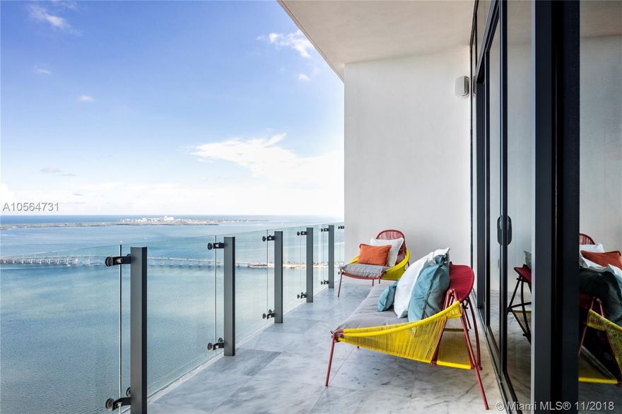 Make your mark in Miami with this exquisite full-floor penthouse at the prestigious Echo Brickell. This brand-new residence features extra-high 12-foot ceilings greet you with expansive views of Biscayne Bay to the east. A huge great room/family room is framed by glass sliders exiting onto a 60-foot long oversized terrace. The grand master bedroom located on the southeast corner has direct bay views and separate dual bathrooms and closets.  All of the guest bedrooms feature access to a terrace with wonderful city or bay views, ensuite bathrooms, and walk-in closets. Echo offers the finest amenities including a vanishing-edge pool with views of
Biscayne Bay, Downtown Miami, and South Beach, state-of-the-art 2,800 SF fitness center, concierge, pool-side food and beverage services plus more.