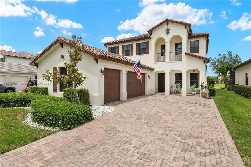 PRICE REDUCED—WON’T LAST! Beautiful Danby Model with pool and lake views! Features 4 bedrooms, 3 baths, large loft, millwork, engineered floors, and spacious kitchen with 42" cabinets, crown molding, tile backsplash, and granite island with breakfast nook overlooking pool and water. Formal dining, 1 bed/1 bath downstairs; upstairs has 3 bedrooms, 2 baths, and loft. Master offers dual sinks, tub, and shower; Jack & Jill bath serves 2 bedrooms. Exterior includes 7 security cameras, fenced yard, screened lanai, covered patio, and in-ground pool with stunning views! Located in Maple Ridge within award-winning Ave Maria, with clubhouse, pool, billiards, plus community waterpark, dog parks, playgrounds, trails, shopping, and dining.