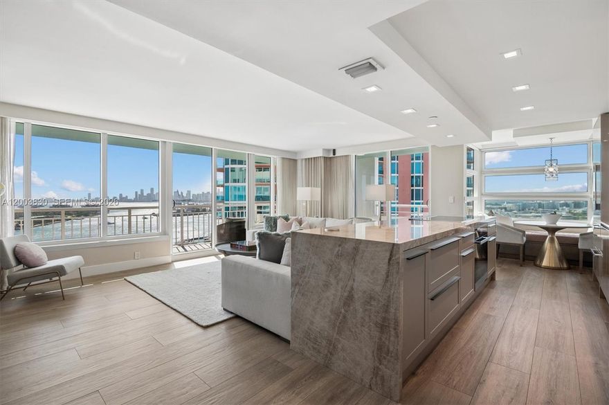 First time on the market, this exceptional 23rd-floor corner residence at South Pointe Towers offers wraparound views of the ocean, downtown Miami, and Fisher Island. Fully renovated throughout, it features a Eurocucina kitchen with Sub-Zero and Miele appliances, impact windows, Porcelanosa flooring, custom built-ins, new A/C with UV purifier, updated electrical, and renovated bathrooms. Ideally located in the heart of South of Fifth, you’re just moments from world-class dining, iconic beaches, beautiful parks, and the best of Miami Beach. A truly turnkey home in one of the city’s most coveted locations.