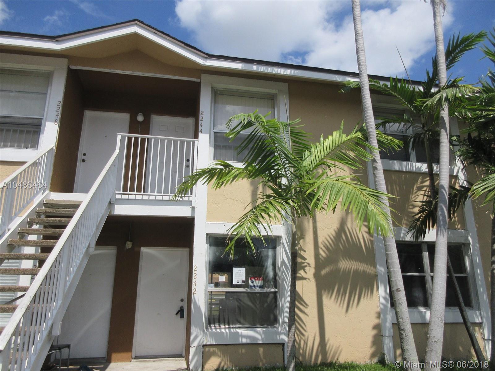 Great opportunity awaits you! Spacious first floor condo in Verano in East Miramar. Floor plan includes 2 bedrooms and 2 baths. Screened patio. Unit needs total renovation. Parking is assigned and guest. Conveniently located just west of University, with all necessities and amenities within close proximity including schools, shopping, restaurants, recreation and places to worship. Easy access to major roadways and public transportation.
