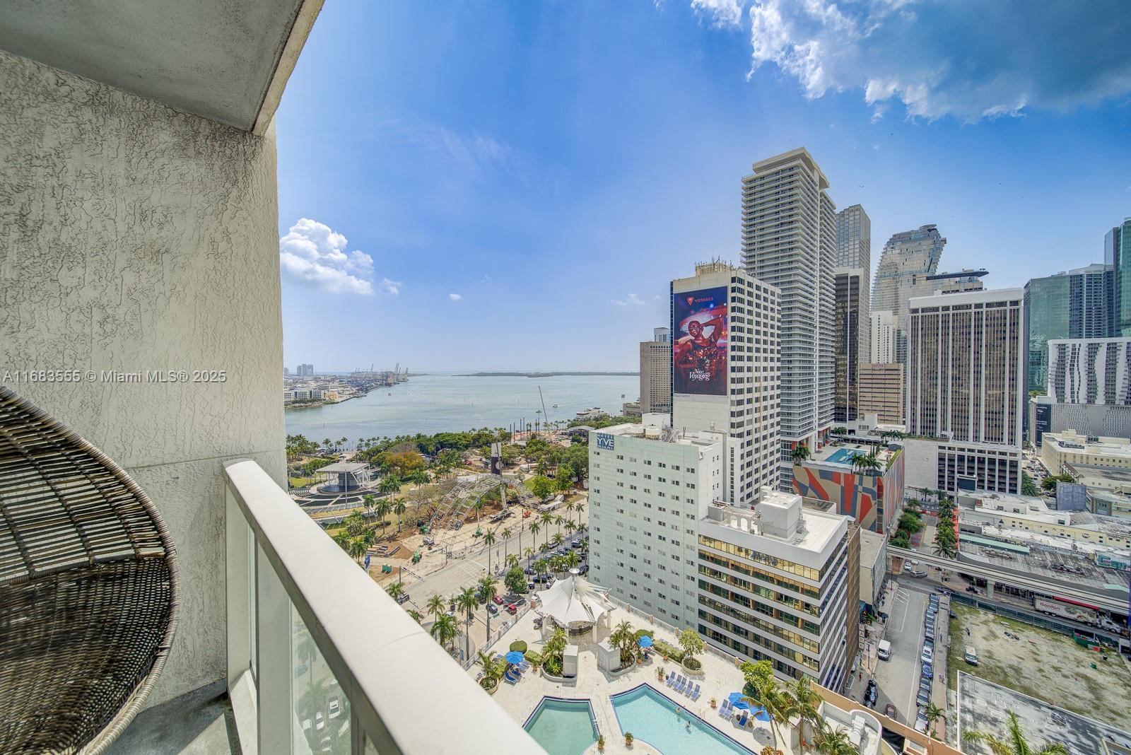 Prime location! Waterfront Luxury building across from Bayfront Park. Ideal for Investors, rented for $3900 per month. Beautiful bayviews 2 beds, 2 bath corner unit; SS appliances, black granite countertop, washer and dryer. Balcony with Unblocked views of Downtown Miami and Biscayne Bay. Steps from Museum Park, the Adrienne Arsht Center for the Performing Arts, the Perez Art and the Frost Museum of Science; the Cruise Ships, Miami Dade College; the Metro Mover and the Brightline train station, Whole Foods. 15 mins walk to the Brickell area. Resort-Style building with 24 hrs Concierge, 4 pools with pool service, gym, spa, Movie Theater, etc. Walking distance to restaurants, shopping, entertainment and night clubs. The expressways to the beaches and the airport are just blocks away.
