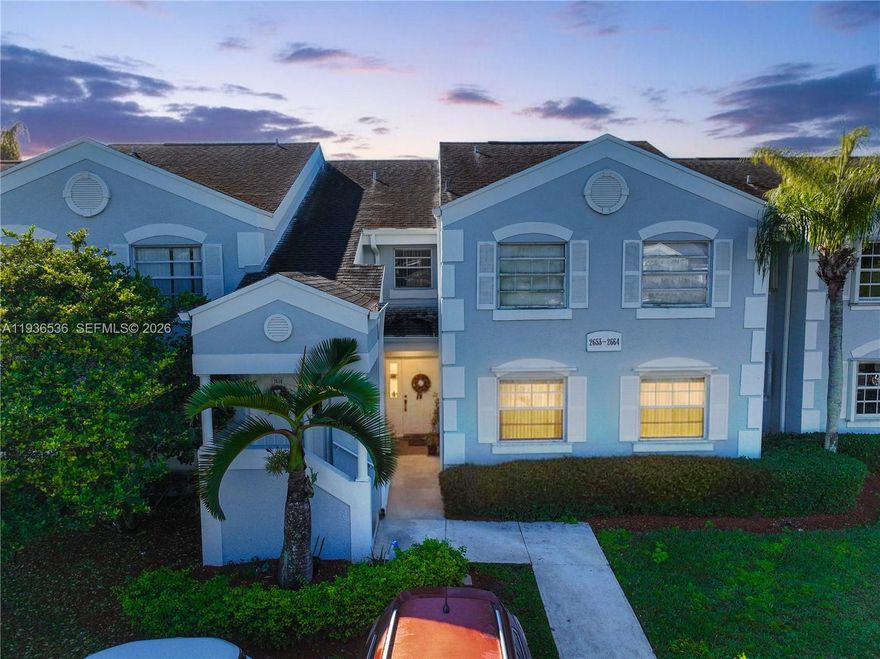 Spacious 2-bedroom, 2-bath first-floor condo located in Center Gate, a gated community within Keys Gate. The property features open living, dining, and kitchen areas along with a screened balcony ideal for relaxation. The HOA fee covers water, AT&T U-Verse cable and internet, alarm monitoring, roof maintenance, and 24-hour roving and gated security. Residents enjoy resort-style amenities including a swimming pool, spa, fitness center, clubhouse, theater room, billiards, library, and card room. One assigned parking space is included, plus ample guest parking. Don’t miss the immersive 3D virtual tour! May your Best start here!