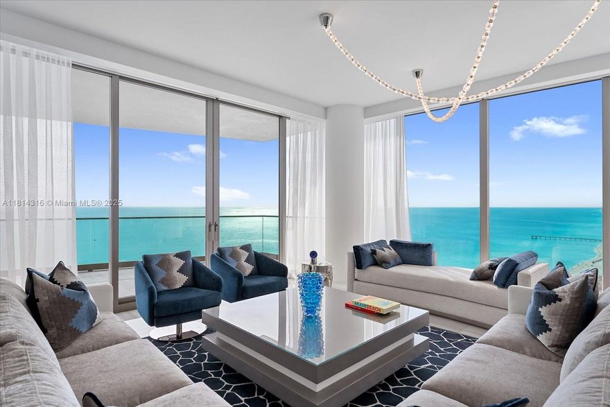 Elevate your lifestyle to the utmost level of sophistication at The Estates at Acqualina. This 4 bedroom residences has a housekeeper's room/bathroom and could easily be converted to a 5 bedroom residence. This unit is located in the sought after South Tower on the South side of the building with the most magnificent finishes, and the best views. Residence is fully furnished and includes motorized shades throughout and AV System/Creston. The Estates at Acqualina Miami's premier luxury lifestyle property offers amenities featuring Rolls Royce House Cars, 5 world-class restaurants including Avra, Il Mulino, KeuH, Costa Grill and Toscana, 3 pools with a flow rider, a slide and a lap pool. It also includes daily breakfast, cinema, skating rink, bowling, F1, golf simulator and basketball court.