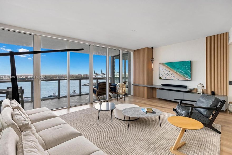 Stunning 3 bedrooms and 3 bathrooms apartment with a huge balcony facing fisher island. Every room has access to the balcony. This unit was totally renovated with high end materials, appliances, furniture and fixtures. 24 hours security, incredible gym and amazing restaurant located in the pool area. It is located in the prime South of Fifth area where you will find amazing restaurants, shops and beaches. Do not miss the opportunity to live in the most desired area in Miami Beach.