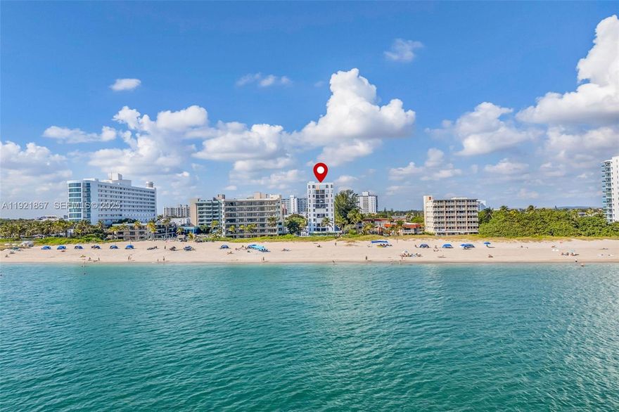 THIS ONE HAS THE LOWEST PRICE IN THE AREA PER SQUARE FOOTAGE ON THE SAND WITH OCEAN VIEW. Stunning 2 Bedroom 2 Bath plus Den Condo ready to move in!  Well located directly on the sand in Pompano Beach with amazing ocean views from Large Balcony. Enjoy 25 min walk to Pompano Beach Pier ( lots of Dining and Shopping ) to the South and 25 min walk to Hillsboro lighthouse to the North.  Spacious layout with granite kitchen, stainless-steel appliances, in-unit washer/dryer, hurricane-impact windows &  AC from 2020. 1500 Ocean Club is a boutique 10-story oceanfront building offering direct beach access, heated pool, fitness center with sauna & hot tub, billiards, Party Room, and outside BBQ Area.  Pet friendly (up to 20 lbs). 40-year certification completed, new roof, all assessments paid. Pool Deck is only 2 years old. Close to shopping, dining, golf, tennis & pickleball. New Construction Projects Nearby enhance the overall area ( Armani Residences and W Pompano  Beach)