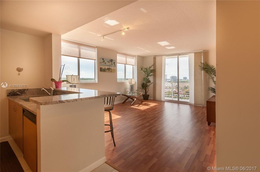 Gorgeous corner unit with extra windows in the heart of Aventura. Totally Renovated, Brand New Wood Floors and Fresh Paint. Enjoy this open floorplan with the oversized wraparound balcony and built-out walk-in-closet. Top of the line fitness center, sauna, pool.