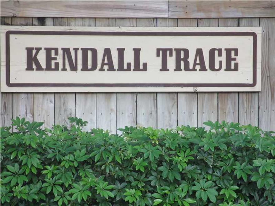 SELDOM AVAILABLE-ONE STORY TOWNHOUSE. CORNER UNIT WITH PLENTY OF LIGHT, FEATURES TILED FLRS THROUGHOUT WITH VAULTED CEILINGS IN THE LIVING AREA.  UPDATED KITCHEN,ALL APPLIANCES LESS THAN 2 YEARS OLD, NEW WASHER & DRYER, NEW DIGITAL THERMOSTAT.UNIT HAS ONE  OF THE LARGEST PATIO IN KENDALL TRACE WITH SPRINKLER SYSTEM,ONE ASSIGNED SPACE WITH PLENTY OF GUESS PARKING.ENJOY THE PEACEFUL SETTING OF THE POOL, ASSOCIATION INCLUDES INSURANCE, TERMITE & CENTRAL MAILBOX. GREAT LOCATION NEAR US1, METRO RAIL & SHOPPING.