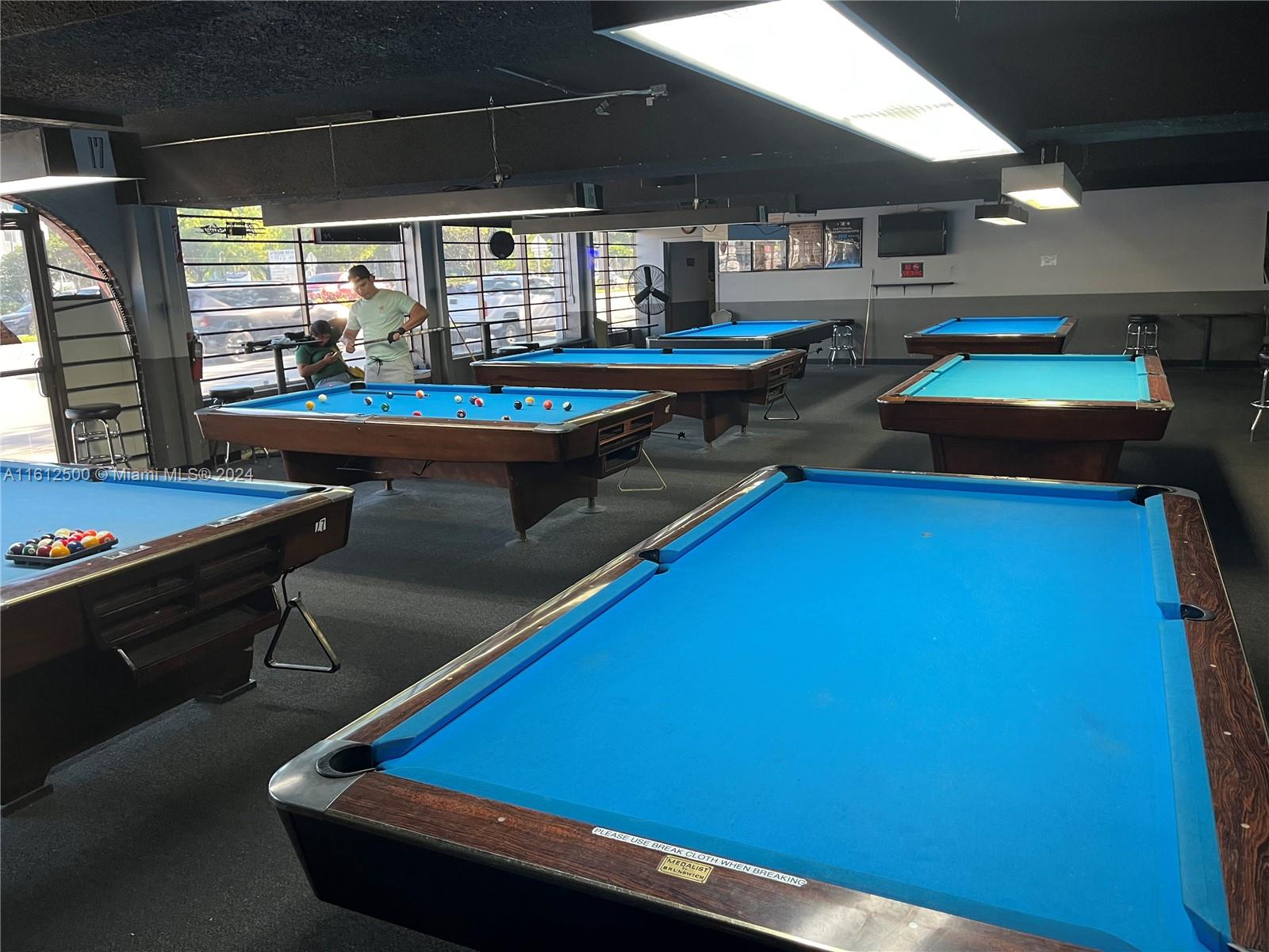 Billiard Hall for Sale. Has 17 tables and a Restaurant. There is a full Liquor Bar. There is a separate area which would accommodate 2 more tables. Location is great near Turnpike and 95. Ample Parking approx. 60 spaces.