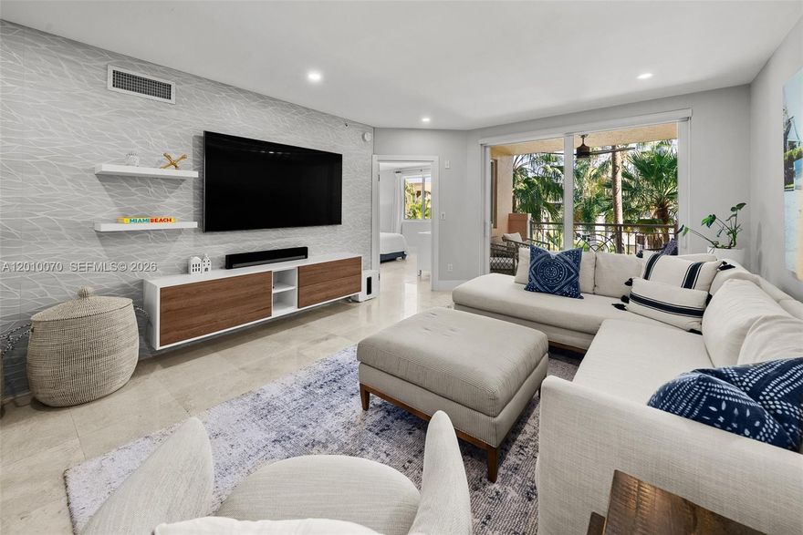 Beautifully updated 2BD/2BA residence in The Courts, located in the heart of South of Fifth. Features elegant marble floors throughout, a private balcony, and a bright, well-designed layout. Includes assigned parking space and storage locker. Full-service, gated community with lush landscaping, pool, gym, and 24-hour security. Prime location just steps from the beach, top restaurants, and South Pointe Park.