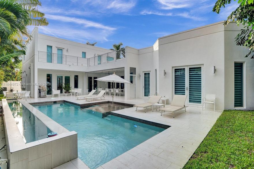 One of Coral Ridges news developments has officially hit the market. Welcome to Casa de Salvatoré!  This home features 10+ feet ceilings all around in a porcelain tile surrounding home. The kitchen features high-end Miele & Jenn-Air appliances w/ dual refrigerator, ovens & dishwasher. Cooktop is made of Gas with exhaust fans for the chefs of the chefs. Entertain or relax on your island sitting countertop. The primary bedroom is located downstairs with a spacious walk in closet & huge bathroom. Dual toilets, standing shows & 2 vanity sinks. Other bedrooms are located upstairs with a sitting area. Step outside to heated & salt water pool on a spacious background which is great for entertaining.