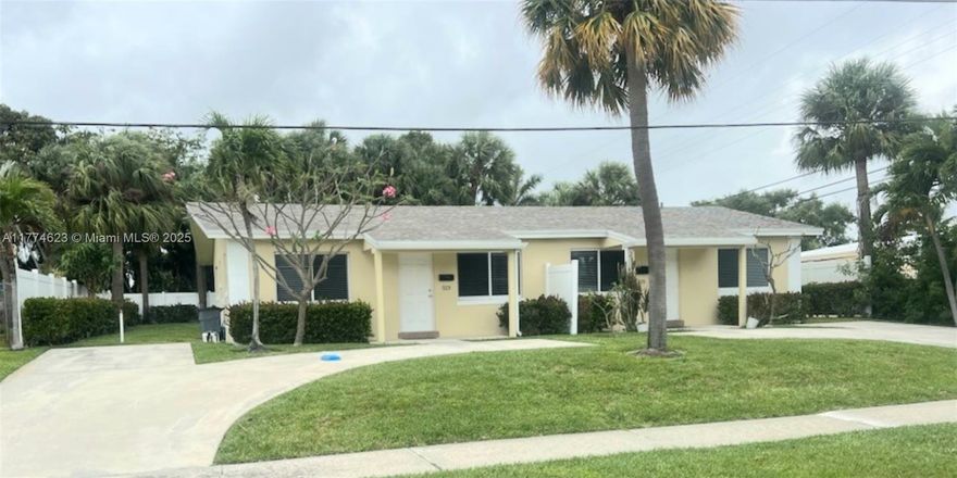 Ready To Move in!! Beautiful Rarely available North Palm Beach duplex like living in a single family home. Both sides are available and mirror image of each other,  2 bedrooms and 1bath each. Very big lot, Brand new roof, complete interior and exterior renovation, new concrete driveways, new sprinkler system, hurricane Impact windows, new hvac systems, new appliances. Washer/dryer, Lawn service and water included, No HOA approval needed, available for quick move!
