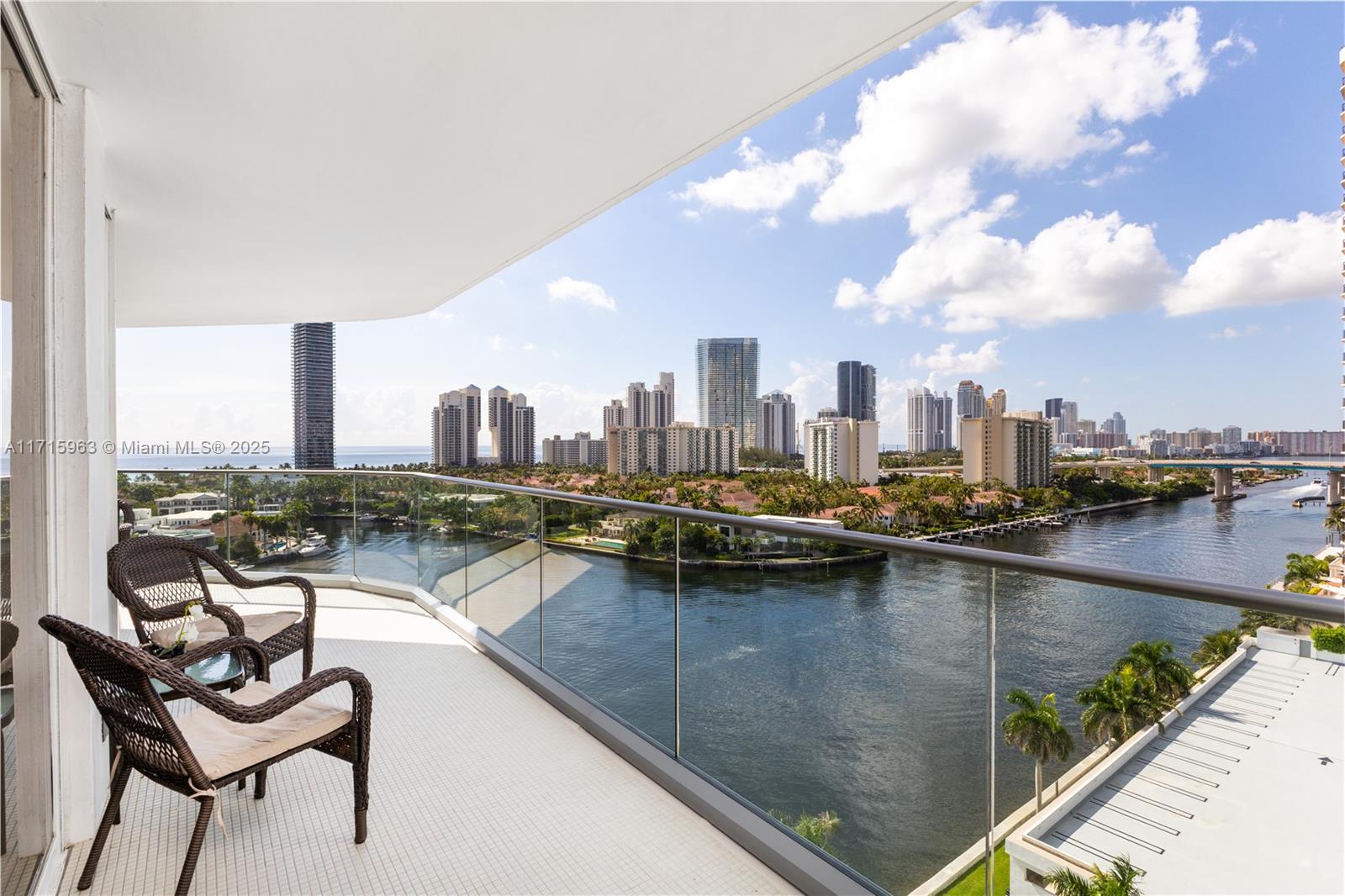 Breathtaking views, day and night! This 2-bed, 2-bath condo with 1,522 sqft offers elegance, comfort, and convenience. Wake up to serene views of the Intracoastal Waterway, ocean, and skyline through floor-to-ceiling windows. Enjoy your morning coffee or evening wine on the private balcony, watching yachts glide by. The resort-style community features swimming pools, cabana service, a fitness center, tennis courts, gourmet dining, party rooms, and more. Security is paramount with true 24/7 surveillance and guard gated access. Prime location near Aventura Mall, fine dining, entertainment, and beaches. Two valet-only parking spots included. Billiard room and kids' room. Live luxuriously at Turnberry Isle North. Schedule a showing today!