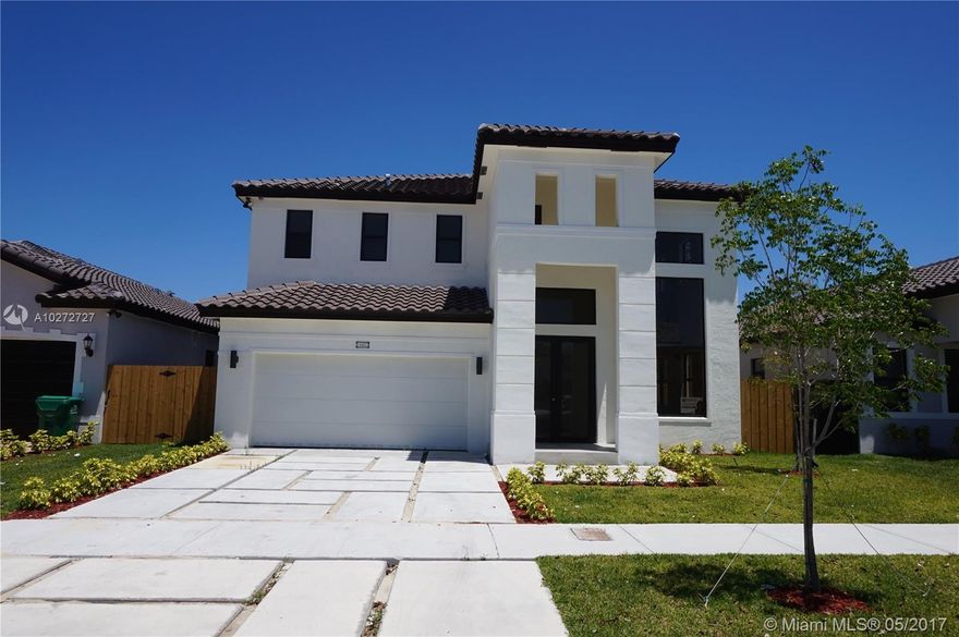 BEAUTIFUL NEW CONSTRUCTRUCTION BY SAINZ HOMES WITH LOT FINE AND MODERN FINISHES. TWO-STORY HOME, 4 BEDROOMS, 3 BATHROOMS (ONE BEDROOM AND ONE BATHROOM DOWNSTAIR). STANDARD FEATURES: HIGH IMPACT DOORS AND WINDOWS, PORCELAIN FLOORS THROUGHOUT, WOOD STAIRS CASE, TWO ENERGY EFF A/C, TANK-LESS WATER HEATER, LUXURY KITCHEN WITHWIRPOOL STAINLESS STEAL APPLIANCES, ALL WOOD CABINETS, QUARTZ COUNTER TOP,  PRE-WIRED FOR CAMERAS, MODERN CONCRETE DRIVEWAY, BACKYARD FEATURES COVERED TERRACE, CABANA BATH ACCESS AND FENCE. GREAT NEIGHBORHOOD. BUYER SHALL PAY TO SELLER A BUILDER'S FEE EQUAL TO 3% OF THE SALES PRICE.IF BUYER CLOSES WITH SELLER'S DESIGNATED TITLE AGENT WILL BE 1.5% OF THE SALES PRICE BUILDERS FEE, NO EXCEPTIONS. NO HOA. NO CDD. PRICE IS FIRM